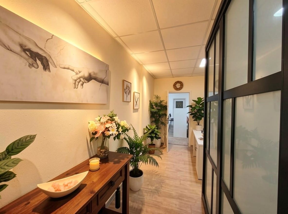 Le couloir de l'institut, calme et soigné